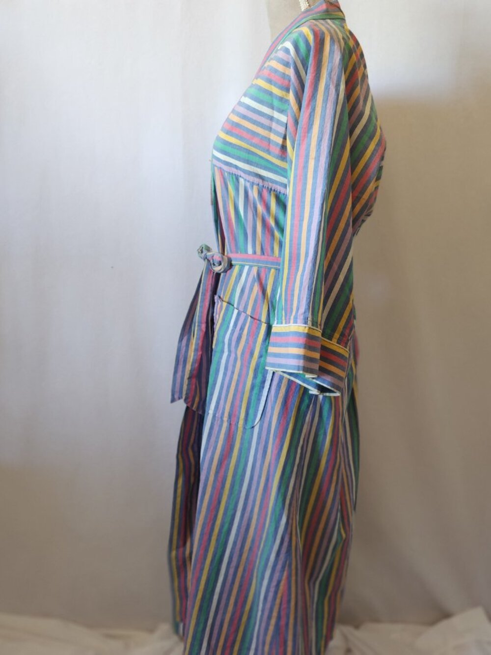 Christian Dior Monsieur OS Unisex Multi-Color Striped Front Pockets Belted Robe - Picture 9 of 12